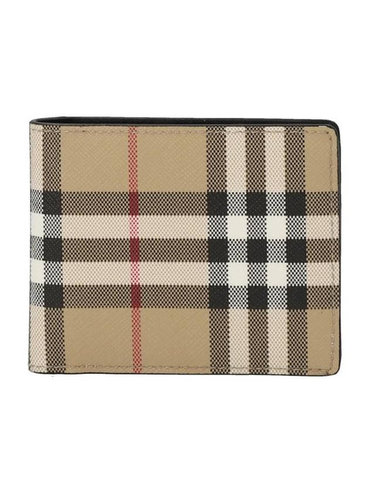 Vintage Check Heelfold Half Wallet Beige - BURBERRY - BALAAN.