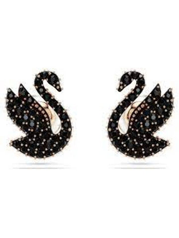 Iconic Swan Stud Earrings Black - SWAROVSKI - BALAAN 1