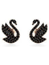 Iconic Swan Stud Earrings Black - SWAROVSKI - BALAAN 1