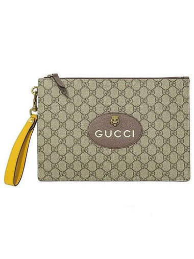 473956 Neo Vintage GG Logo PVC Supreme Gold Tiger Decorated Clutch Bag - GUCCI - BALAAN 1