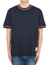 RWB Trimmed Cotton Short Sleeve T-Shirt Navy - THOM BROWNE - BALAAN 2