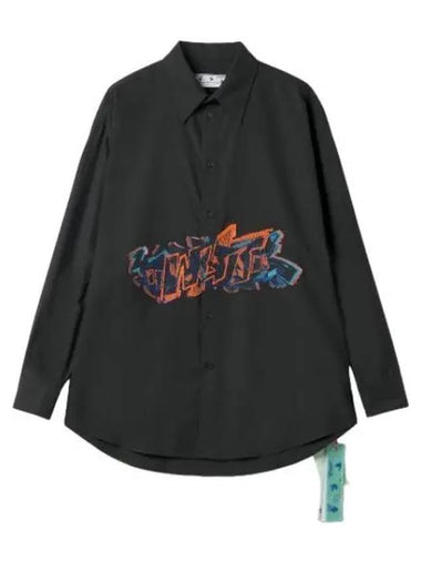 Graffiti logo embroidered shirt black - OFF WHITE - BALAAN 1