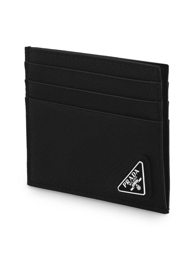 Triangle Logo Saffiano Card Wallet Black - PRADA - BALAAN 4