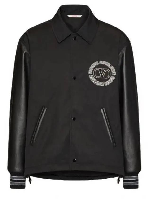 V Logo Nylon Bomber Jacket Black - VALENTINO - BALAAN 2