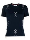 Tom Icon Round Short Sleeve T-Shirt Navy - THOM BROWNE - BALAAN 5