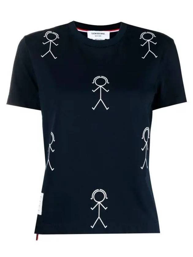 Tom Icon Round Short Sleeve T-Shirt Navy - THOM BROWNE - BALAAN 5