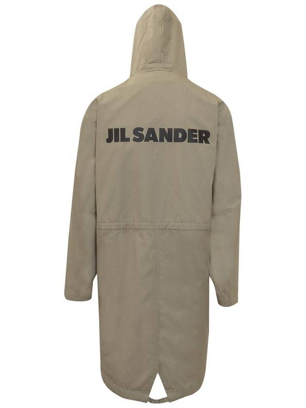 Back Logo Print Hooded Parka Khaki - JIL SANDER - BALAAN 5