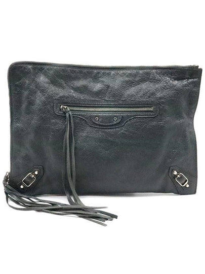 Women s Balenciaga 362967 Gray Leather Silver Clad Classic City Motor Clutch gt Pouch Gangbuk used luxury goods - BALENCIAGA - BALAAN 2