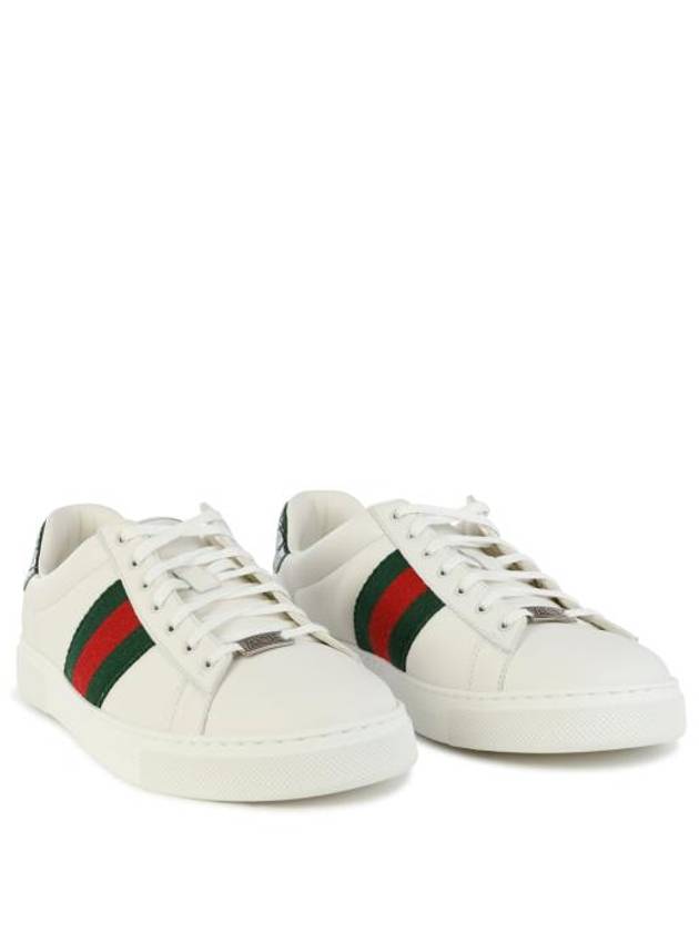 Ace Web Leather Low Top Sneakers White - GUCCI - BALAAN 5