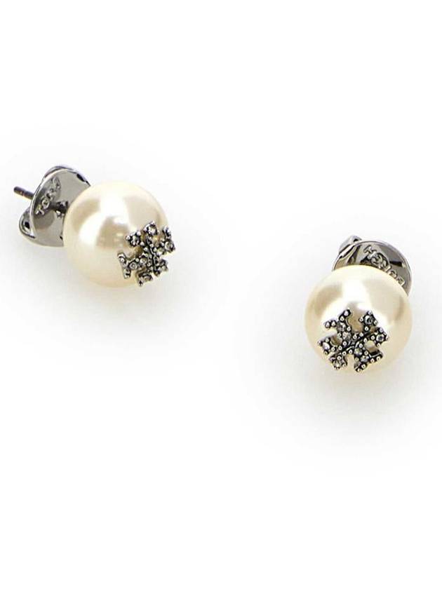 Kira Pearl Stud Earrings Silver White - TORY BURCH - BALAAN 3