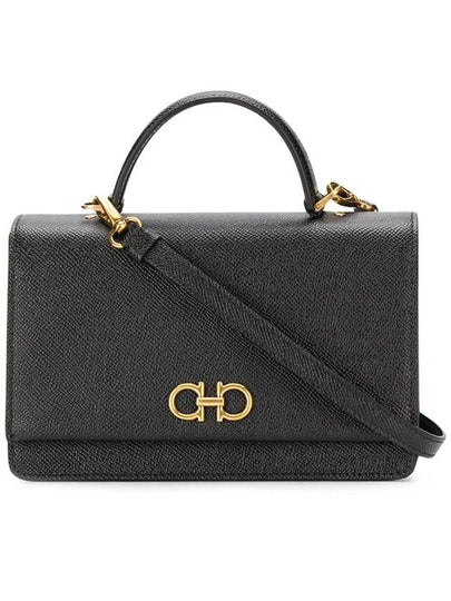 Gancini Mini Cross Bag Black - SALVATORE FERRAGAMO - BALAAN 2