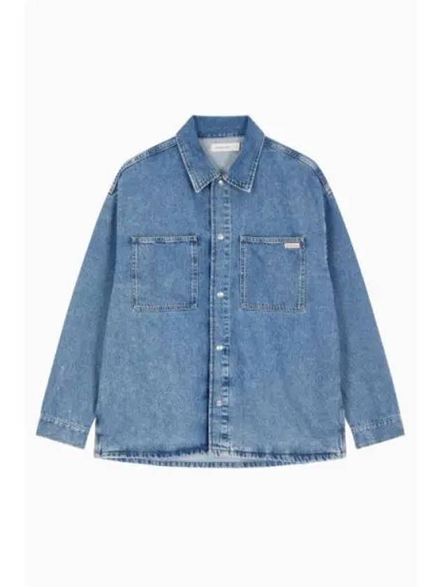 Jeans Oversized Denim Jacket Medium Blue - CALVIN KLEIN - BALAAN 2