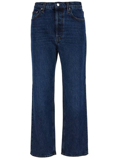 Blue High-Waisted Jeans With Logo Patch In Cotton Denim Woman - TOTEME - BALAAN 1