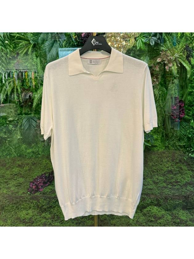 Knit Short Sleeve Polo Shirt White - BRUNELLO CUCINELLI - BALAAN 2