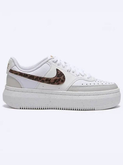 Court Vision Alta Leopard Swoosh Leather Low Top Sneakers White - NIKE - BALAAN 2