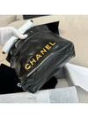 22 Gold Logo Shiny Calfskin Mini Shoulder Bag Black - CHANEL - BALAAN 7