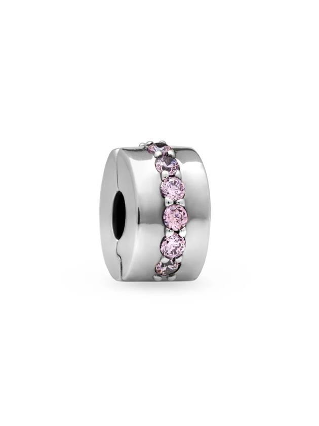 Pink Sparkling Row Clip Bracelet Charm Silver - PANDORA - BALAAN 1