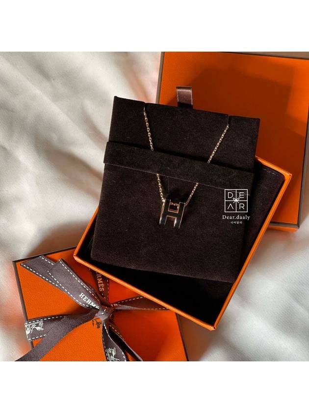 Pop H Pendant Rose Gold Necklace Noir - HERMES - BALAAN 3