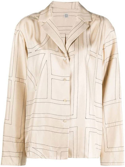 Monogram Silk Twill Pyjamas Shirt Ivory - TOTEME - BALAAN 2