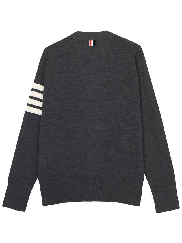 Men's Sustainable Classic Diagonal Wool Cardigan Dark Grey - THOM BROWNE - BALAAN 3