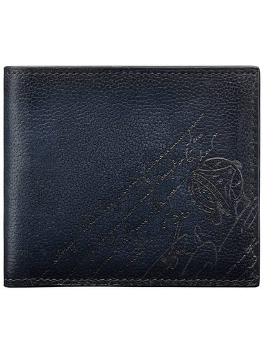 Makore Scritto Leather Half Wallet Indigo Denim - BERLUTI - BALAAN 1