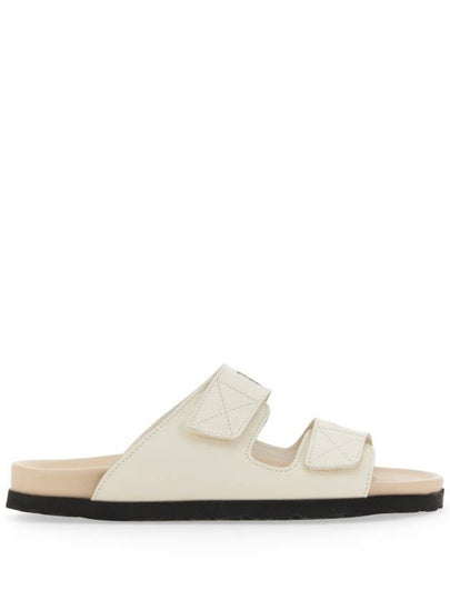 Logo Leather Sandals White - PALM ANGELS - BALAAN 2