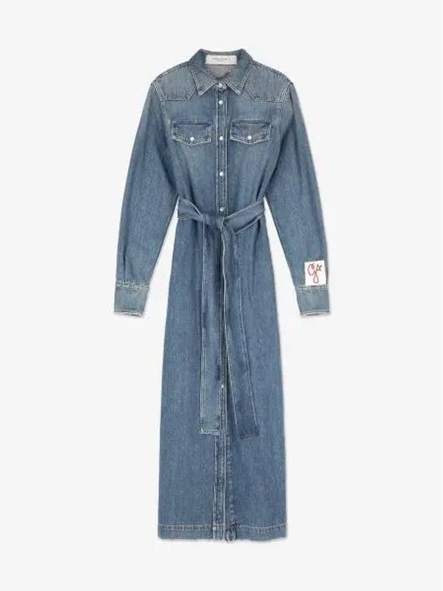 Women's Denim Shirt Long Dress Blue - GOLDEN GOOSE - BALAAN 2