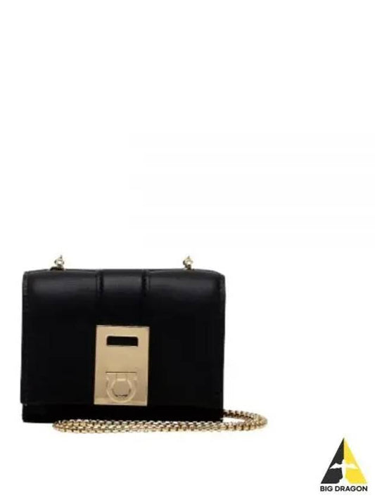Hug Chain Leather French Wallet Black - SALVATORE FERRAGAMO - BALAAN 2