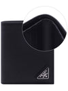 Logo Saffiano Leather Half Wallet Black - PRADA - BALAAN 2