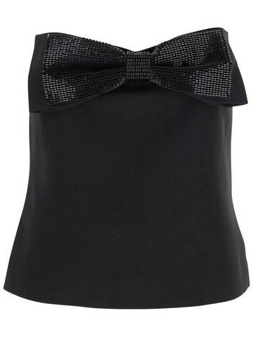 Black Crepe Bandeau Top - SELF PORTRAIT - BALAAN 1