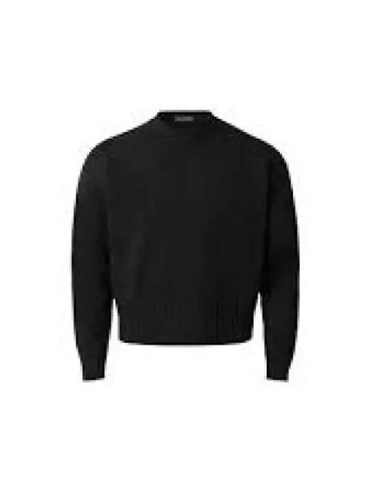Cropped crew neck knit black UKS034KN0028001 - AMI - BALAAN 1