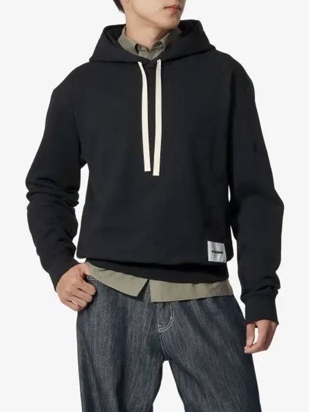 Plus Logo Patch Popover Hoodie Black - JIL SANDER - BALAAN 2