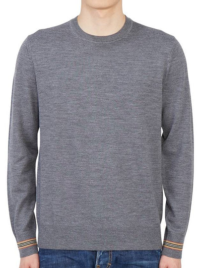 Men's Icon Striped Wool Long Sleeve T-Shirt Grey - BURBERRY - BALAAN 2