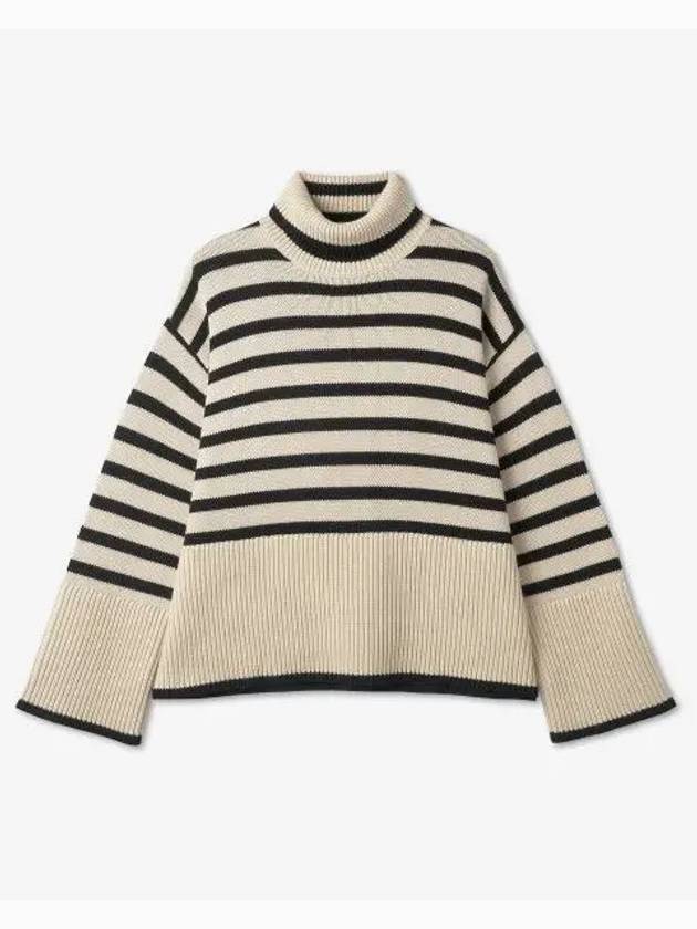 Striped turtleneck knit beige 212562758876 - TOTEME - BALAAN 1