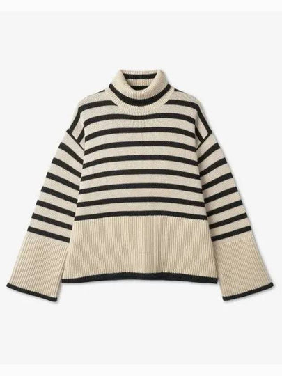 Signature Striped Turtleneck Light Sand - TOTEME - BALAAN 2