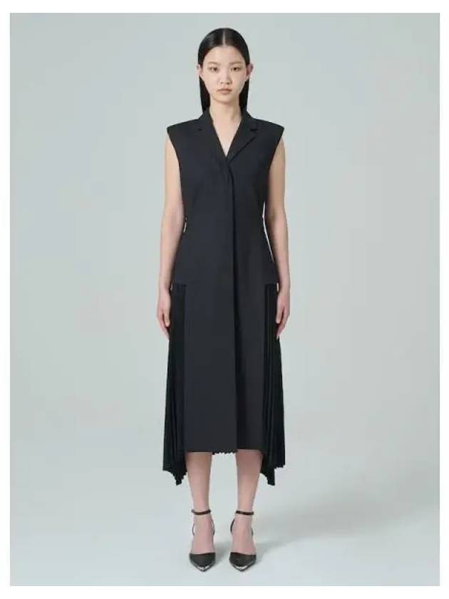 Back cutout sleeveless pleated dress black domestic product - JUUN.J - BALAAN 1