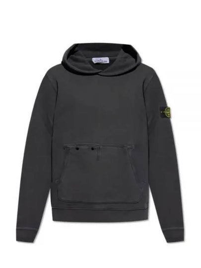 Old Effect Cotton Diagonal Fleece Hoodie Black - STONE ISLAND - BALAAN 2