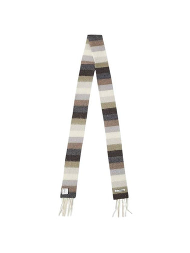 Skinny Wool Alpaca Fringe Scarf Olive Green Grey - ACNE STUDIOS - BALAAN 1