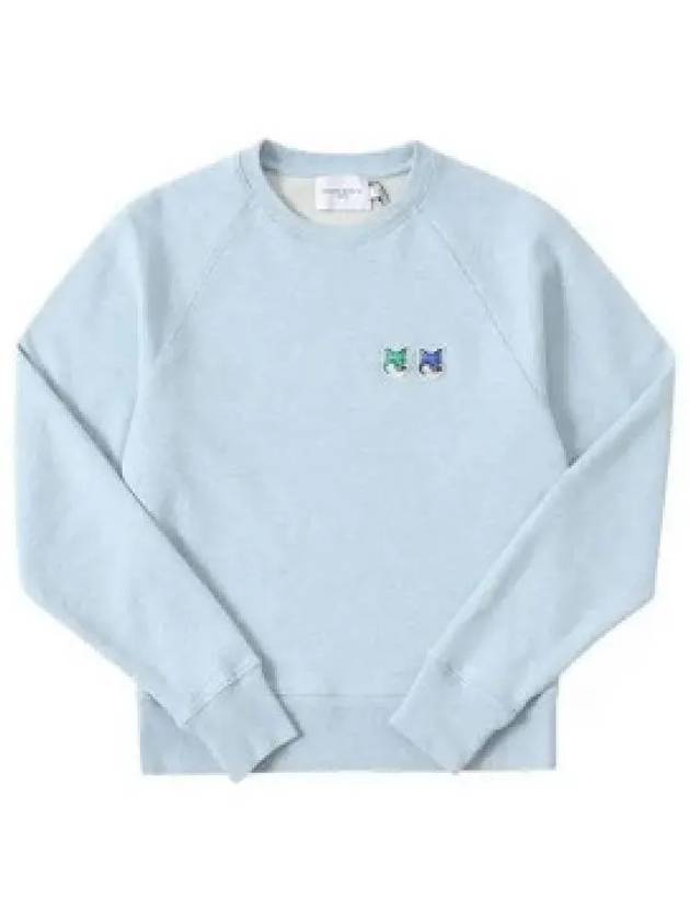 Double Head Fox Patch Sweatshirt Blue - MAISON KITSUNE - BALAAN 2