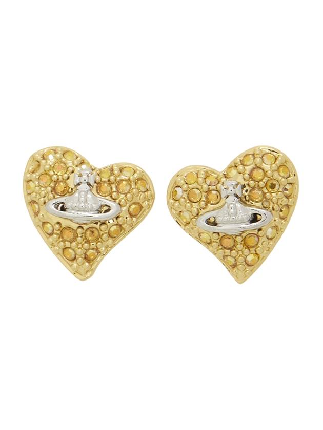 Women's Tiny Diamante Heart Earrings Gold - VIVIENNE WESTWOOD - BALAAN 1