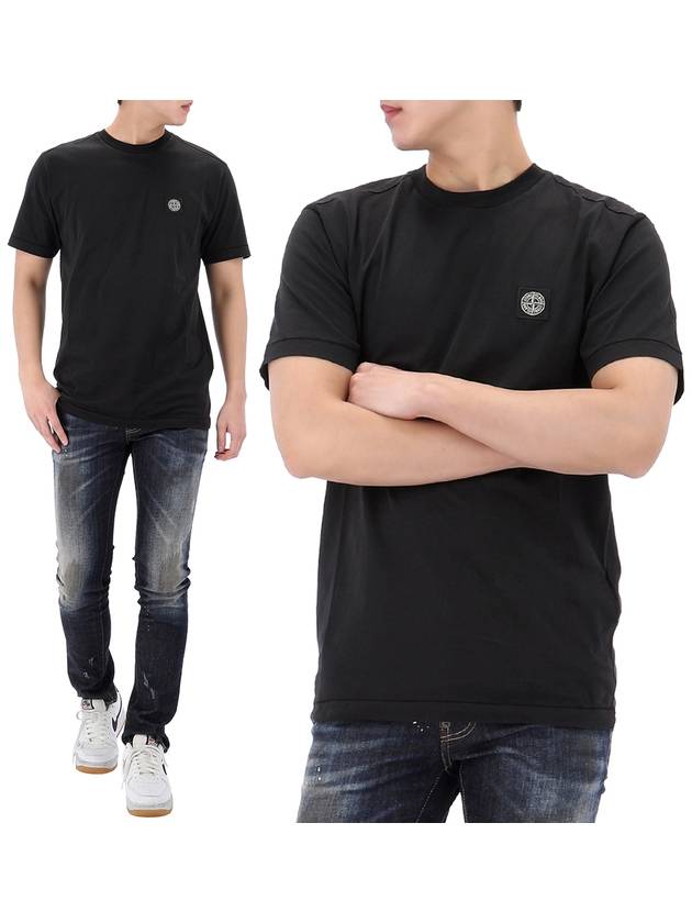 Logo Patch Short Sleeve T-Shirt Black - STONE ISLAND - BALAAN 2