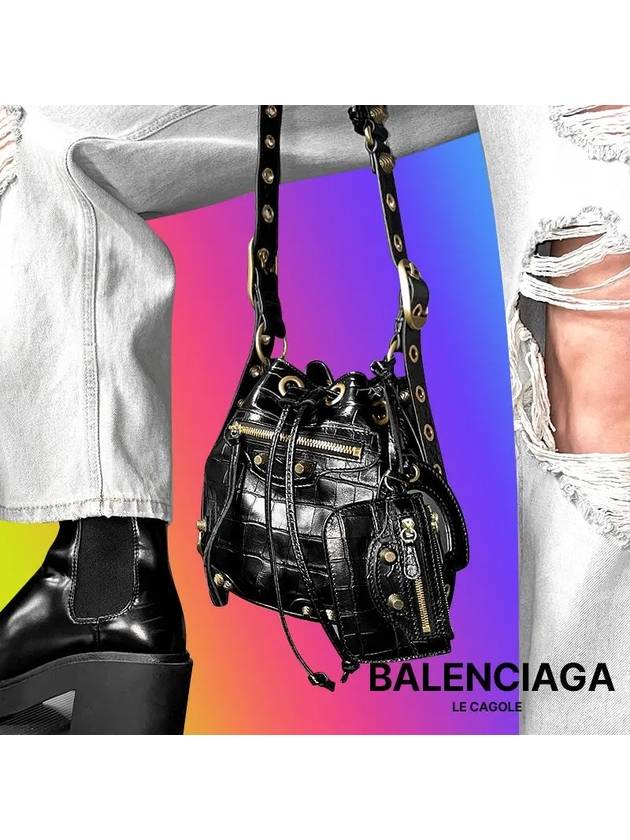 Le Cagole XS Leather Bucket Bag Black - BALENCIAGA - BALAAN 9