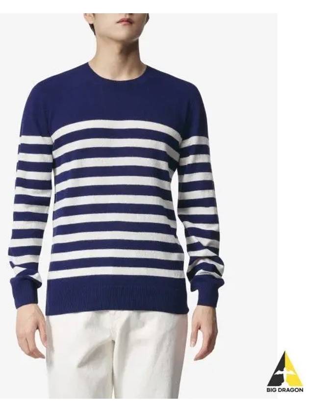 Ishmael Striped Crew Knit Top Dark Navy White - A.P.C. - BALAAN 2