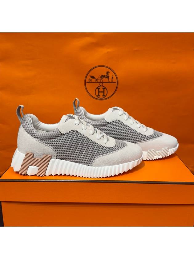 Women's Bouncing Sneakers Gray Mesh H Beige Twotone - HERMES - BALAAN 3