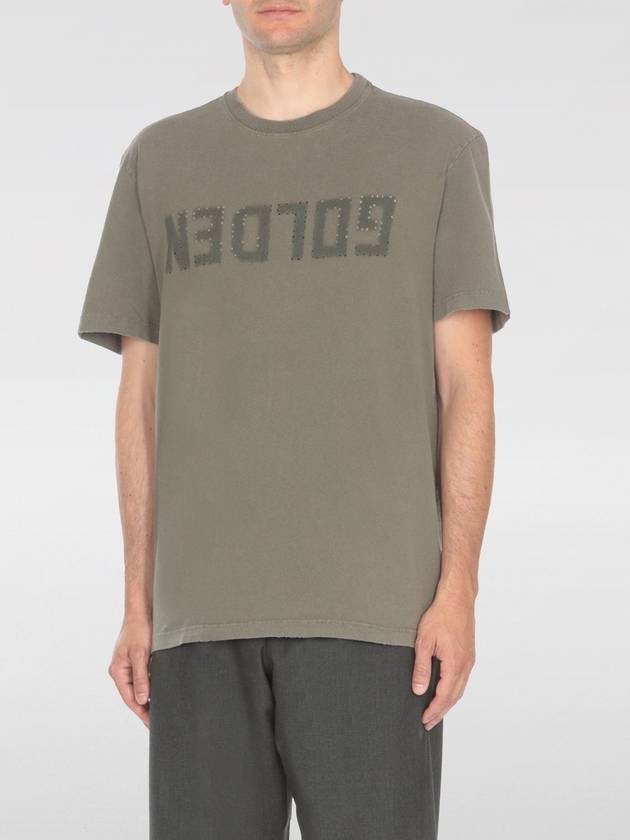 Golden Lettering Cotton Short Sleeve T-Shirt Olive Green - GOLDEN GOOSE - BALAAN 2