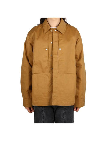 Button Cotton Denim Jacket Dark Beige - JIL SANDER - BALAAN 1