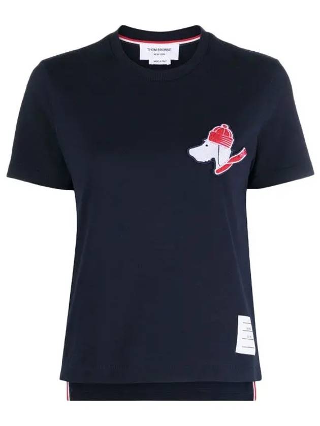 Festive Jersey Button Hector Short Sleeve T Shirt Navy - THOM BROWNE - BALAAN 5