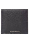 Gold Logo Pebble Leather Half Wallet Black - ALEXANDER MCQUEEN - BALAAN 2