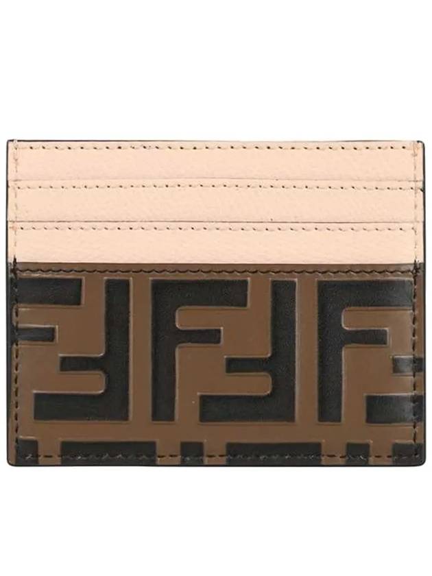 Logo Pattern Card Wallet Brown Pink - FENDI - BALAAN 3