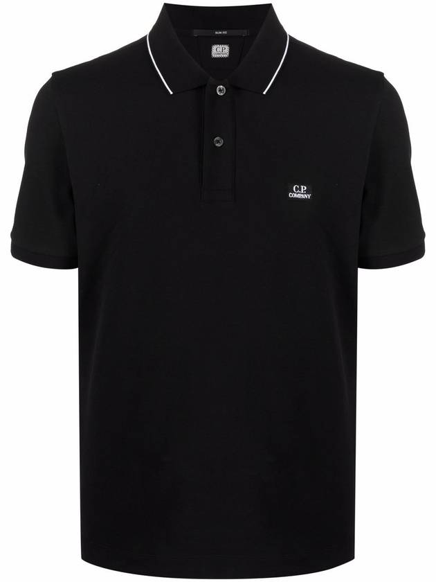 Men's Logo Short Sleeve Polo Shirt Black - CP COMPANY - BALAAN.